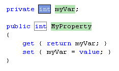 Snippet for Visual Studio 2005 properties